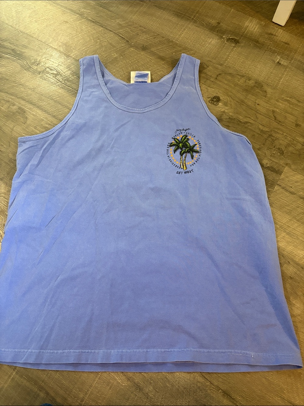 Men's Jimmy Buffet’s Margaritaville- Light Blue Palm Graphic Tank Top- XL